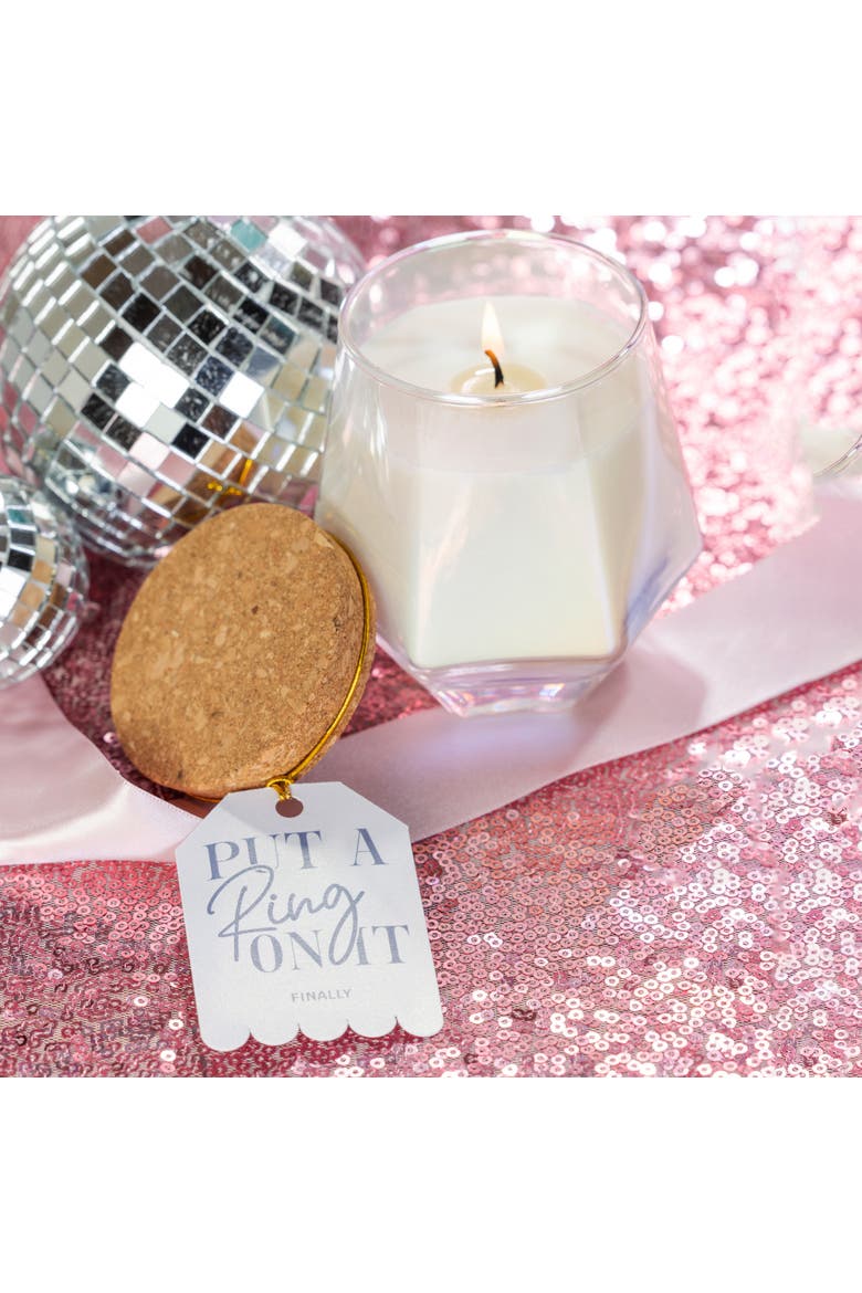 Put A Ring On It White Geometric Candle Wax White 7.7 oz Burn Time 36, Alternate, color, Clear