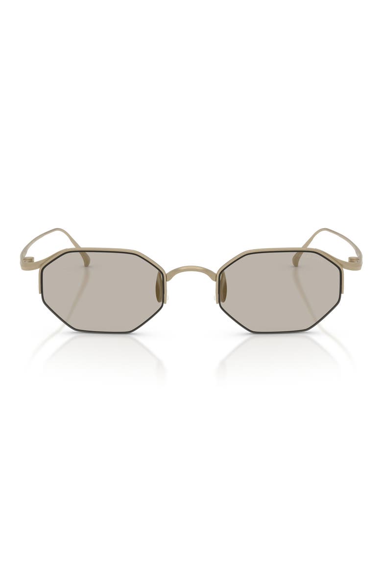49mm Rectangular Sunglasses, Main, color, MATTE SOFT GOLD / LIGHT BROWN