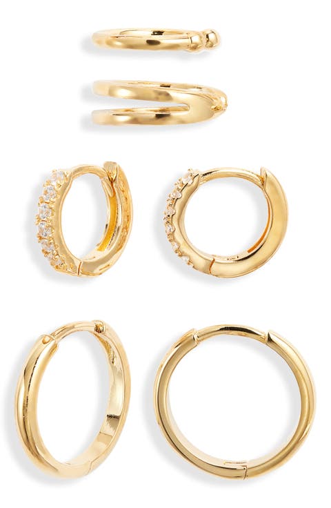Dainty Ear Cuff & Huggie Hoop Earring Set