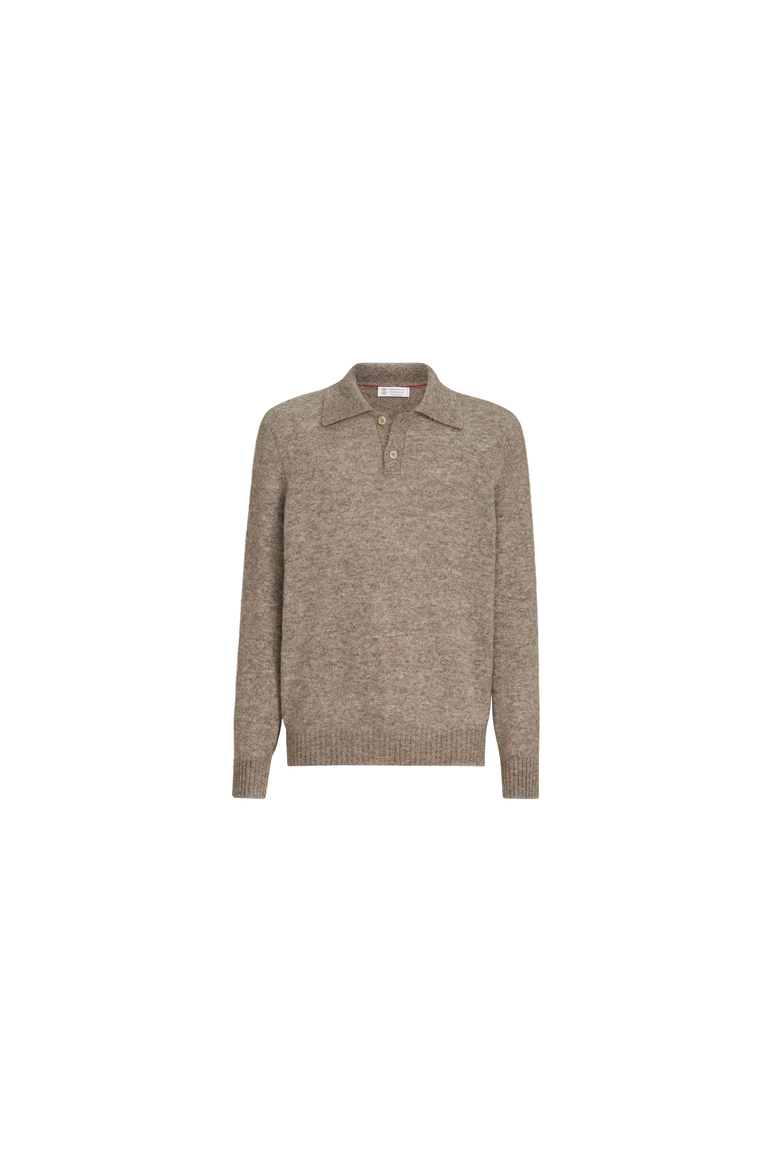 Alpaca, cashmere and wool knit polo, Alternate, color, Medium Grey