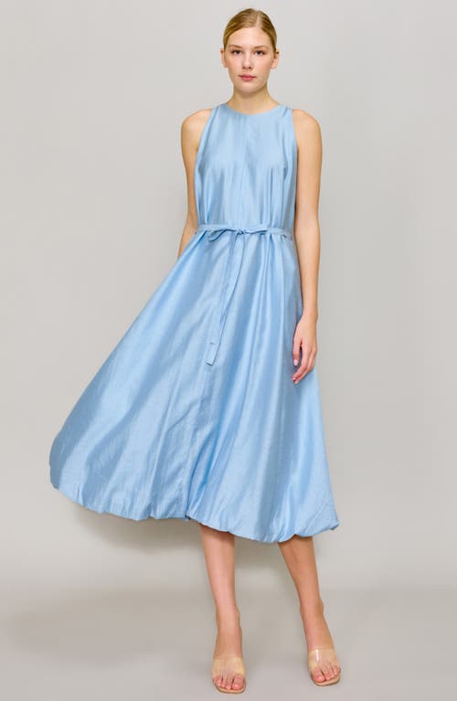 Melloday Bubble Hem Trapeze Midi Dress In Icy Blue