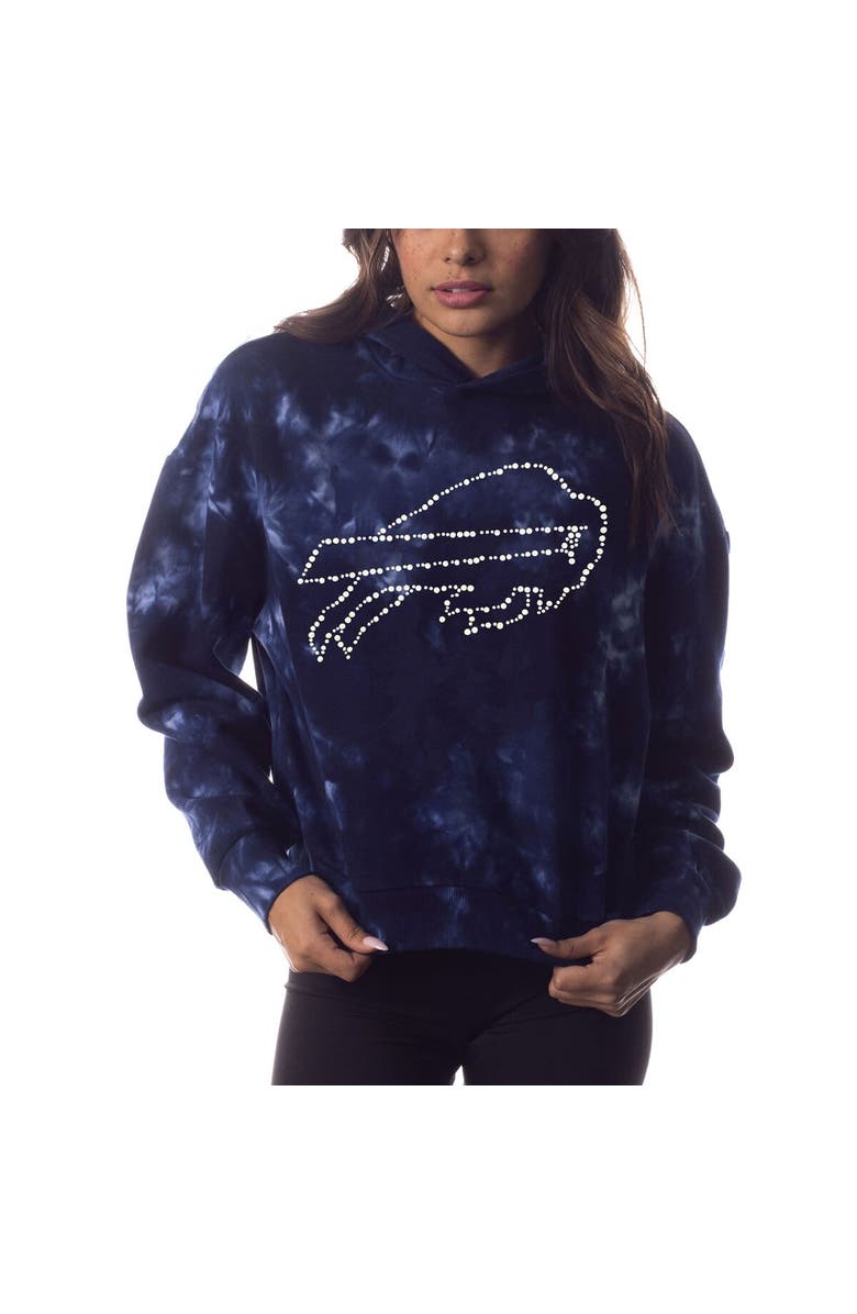 THE WILD COLLECTIVE Women's The Wild Collective  Royal Buffalo Bills Tie-Dye Cropped Pullover Hoodie, Main, color, 