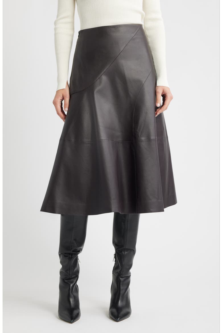 Sevani A-Line Leather Skirt, Main, color, DARK CARMINE