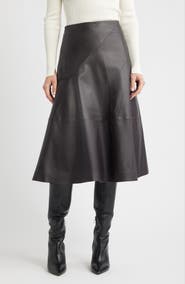BOSS Sevani A-Line Leather Skirt