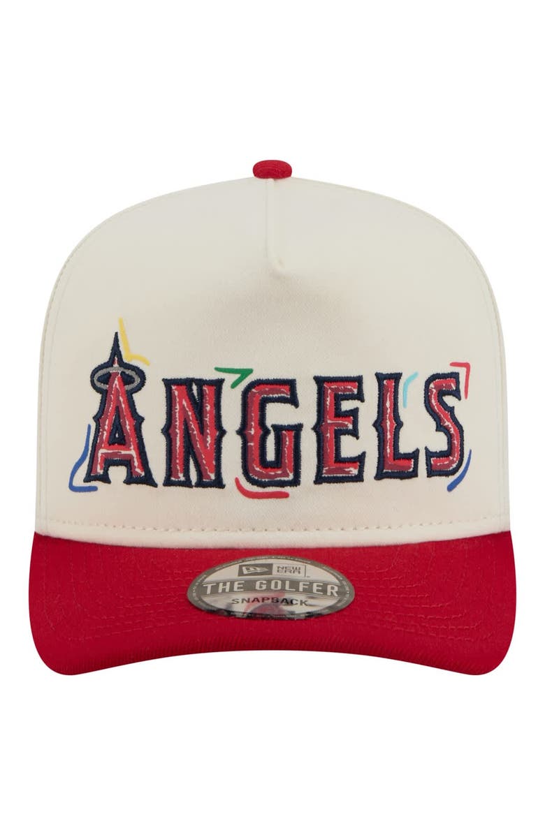 New Era Men's New Era White Los Angeles Angels Team Scribble Golfer Adjustable Hat, Alternate, color,