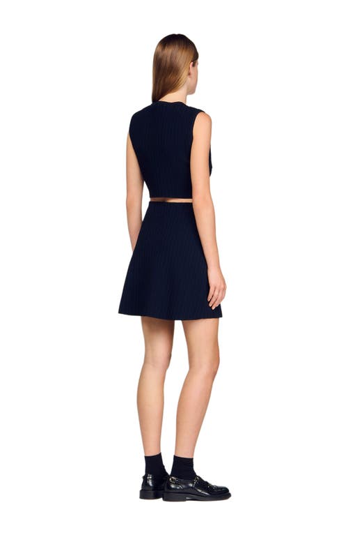 Sandro Knit And Denim Top In Blue