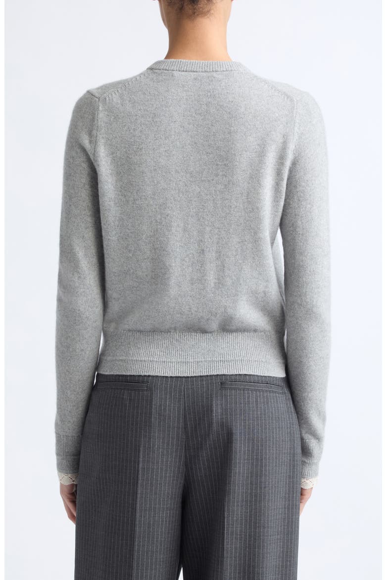 Lace Trim Recycled Cashmere Blend Cardigan, Alternate, color, GREY LACE
