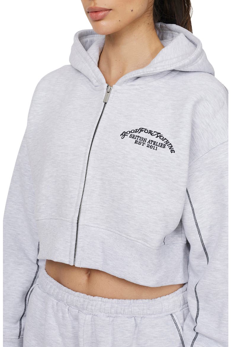 Coverlock Vintage  Crop Zip Hoodie, Alternate, color, Grey Marl