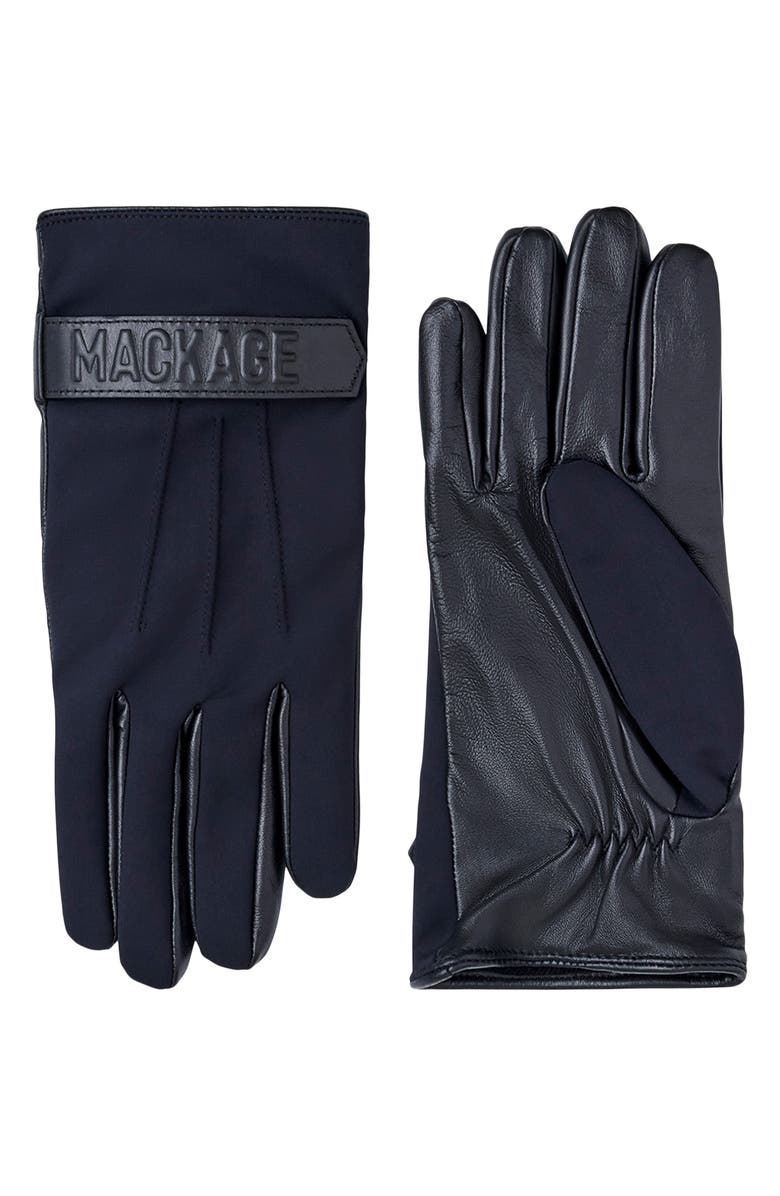 Mackage Wool & Cashmere Lined Knit & Leather Gloves, Main, color, Black