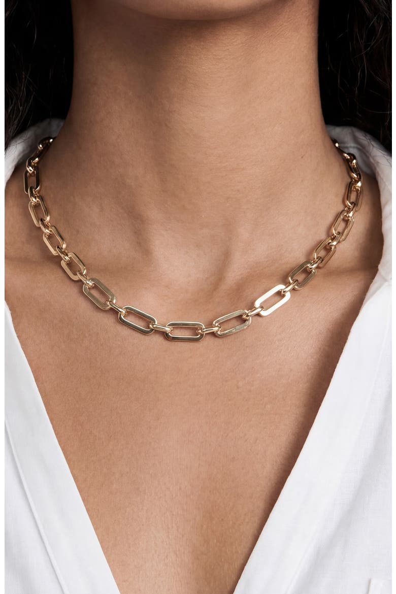 Rectangular Chain Necklace, Alternate, color, GOLD