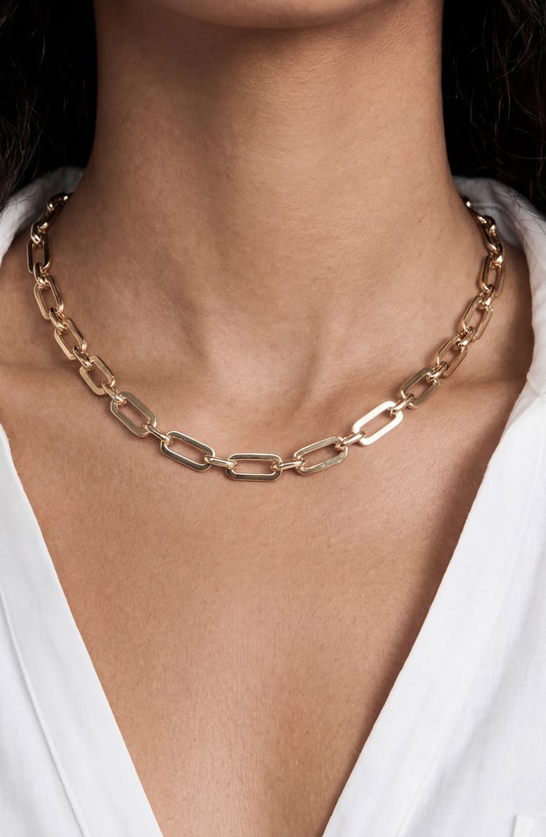 Ettika Rectangular Chain Necklace, Alternate, color, Gold