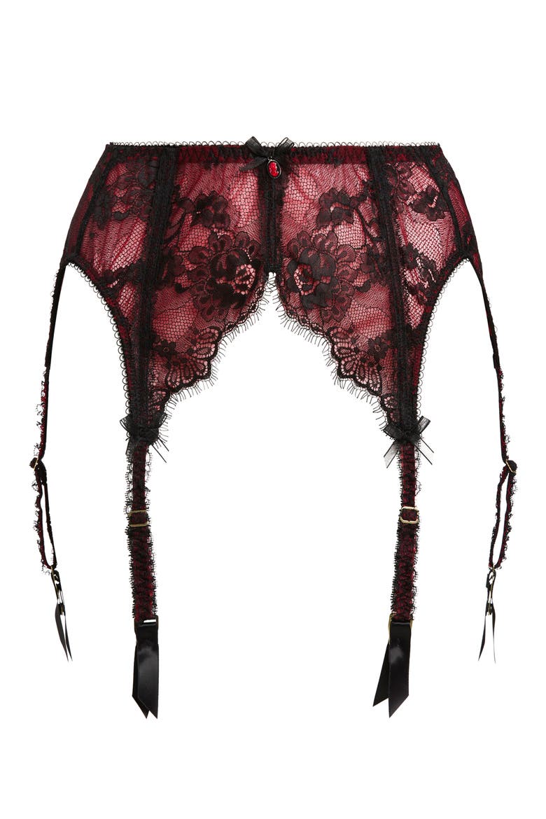 Savoir Faire Garter Belt, Alternate, color, BLACK / RED
