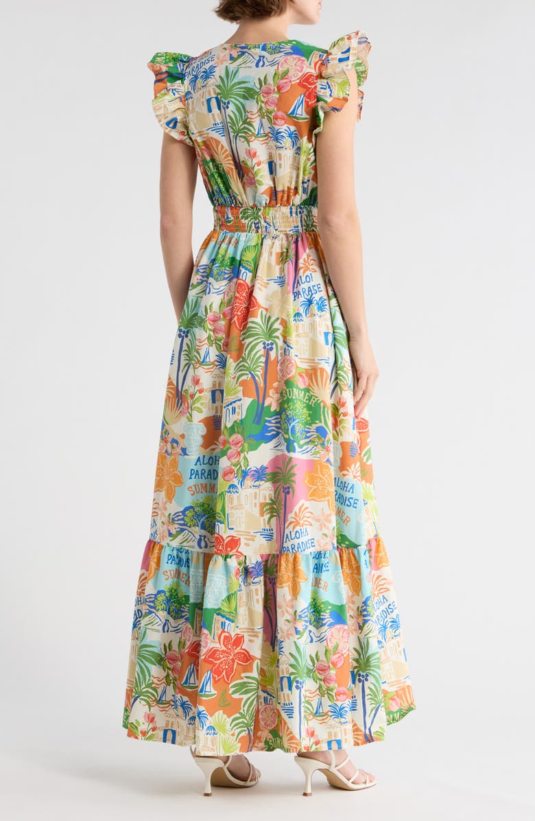 FLYING TOMATO Print Maxi Dress, Alternate, color, Beige Multi