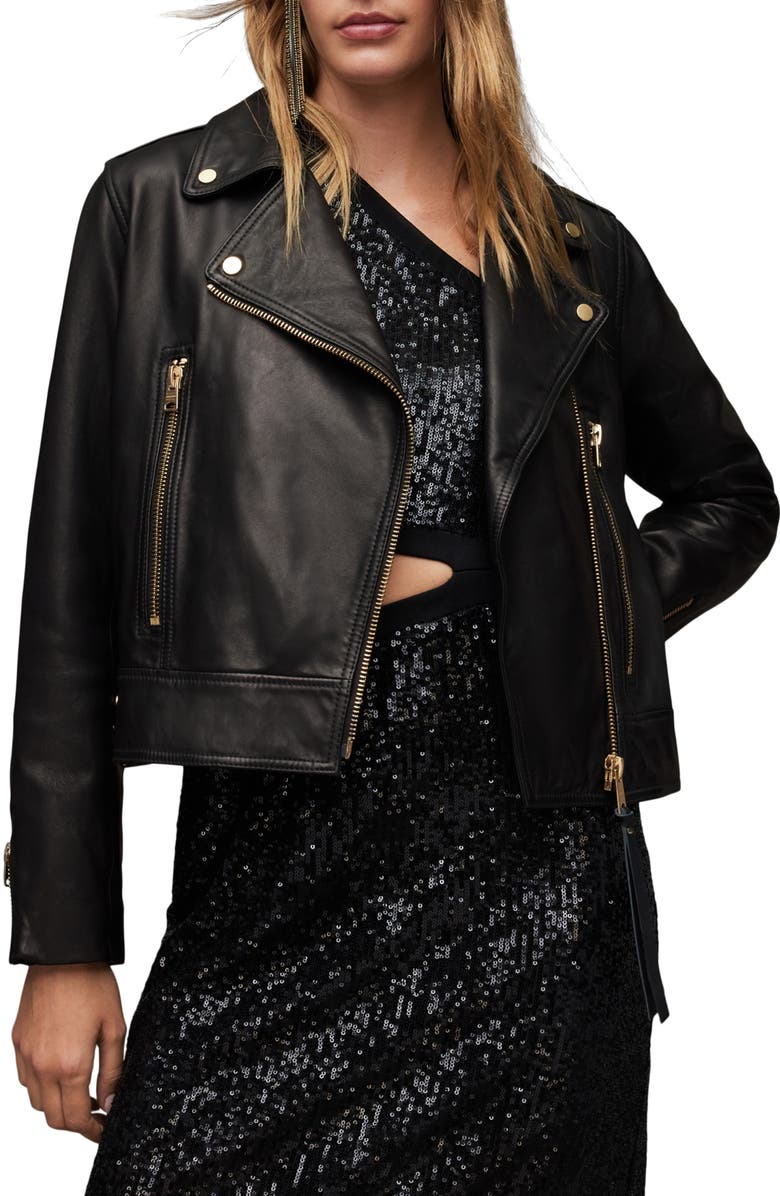 AllSaints Beale Leather Moto Jacket, Main, color,