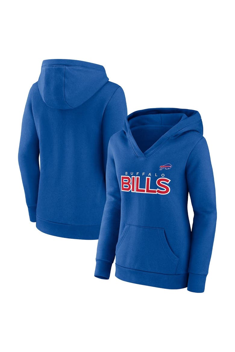 Women's Fanatics Branded Royal Buffalo Bills Iconic Cotton Fleece Checklist Pullover Hoodie, Alternate, color, Royal