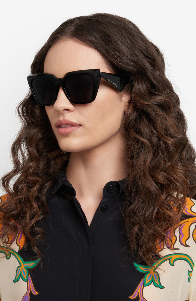 Etro 55mm Cat Eye Sunglasses, Alternate, color, Black/ Grey