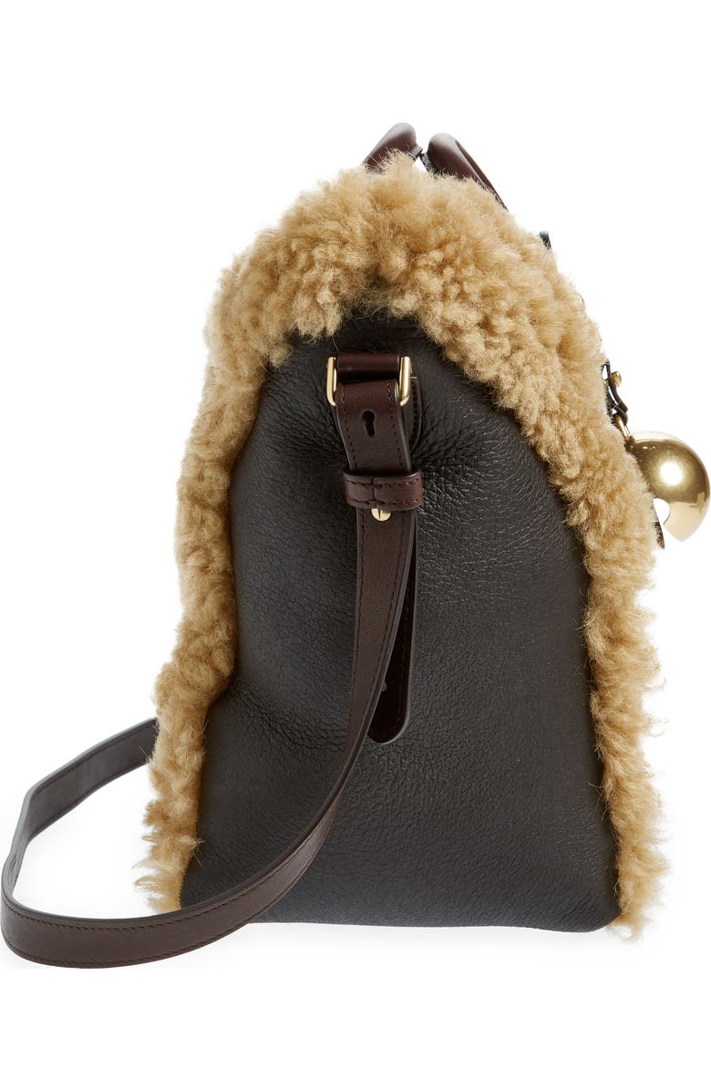 Burberry Small Shield Leather & Genuine Shearling Tote, Alternate, color,