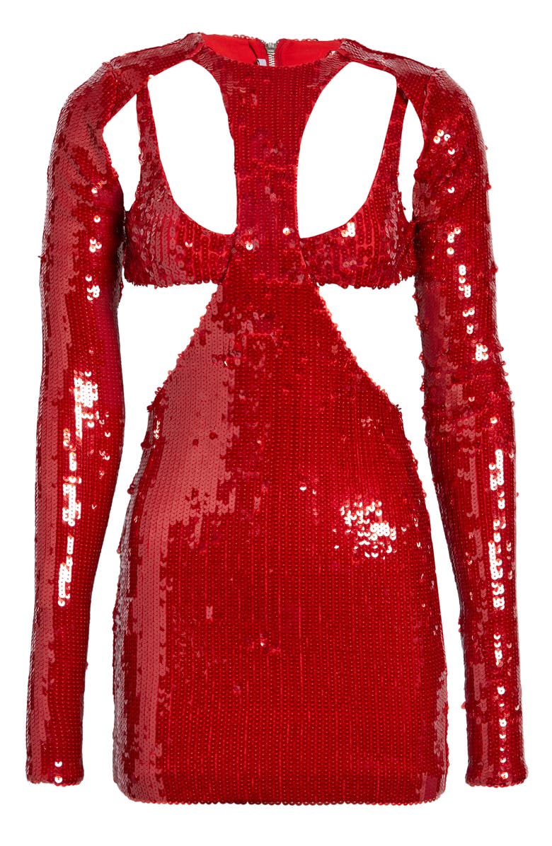 LaQuan Smith Sequin Bralette Detail Cutout Minidress, Alternate, color, 