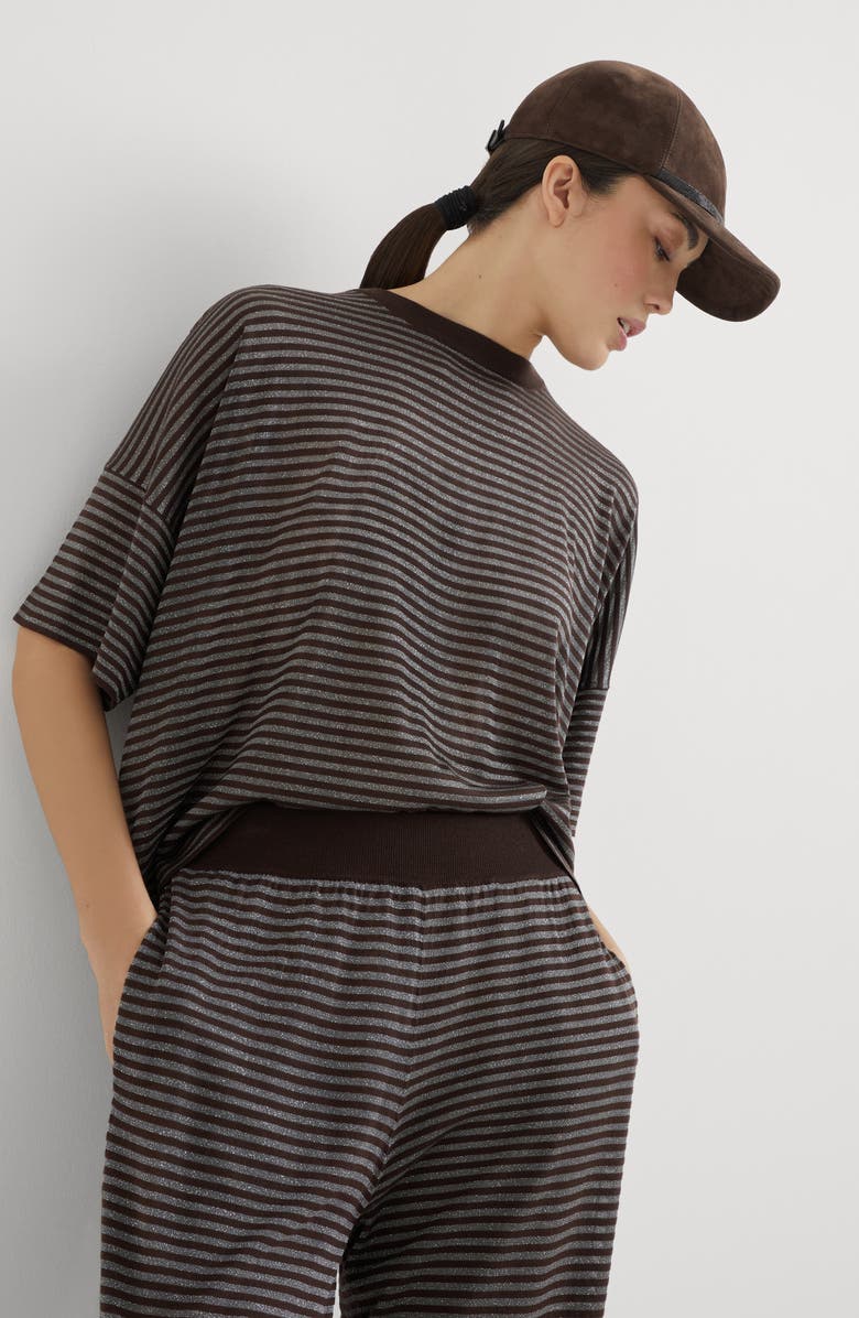 Brunello Cucinelli Lightweight knit T-shirt, Alternate, color, Cocoa