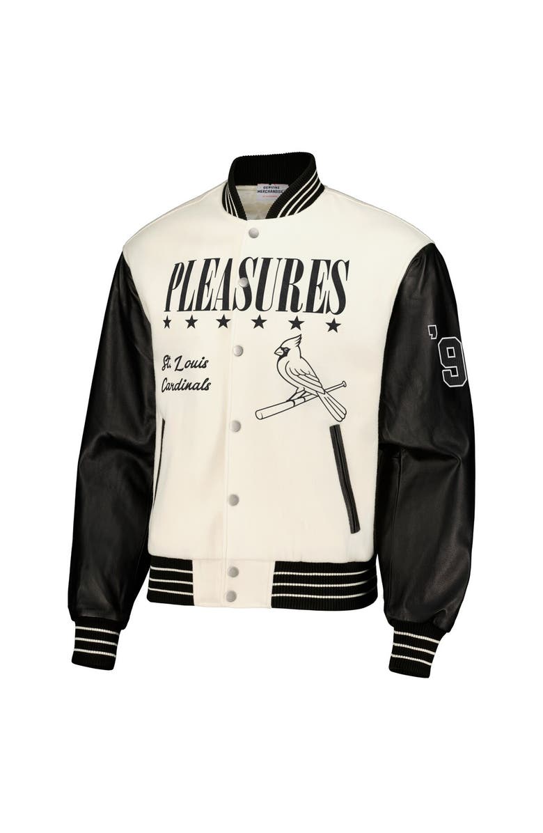 PLEASURES Men's PLEASURES White St. Louis Cardinals Full-Snap Varsity Jacket, Alternate, color,
