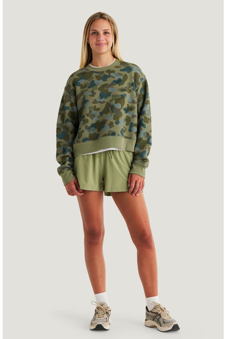 Northcoast Sweatshirt, Alternate, color, WATERCOLOR CAMO OIL GREEN