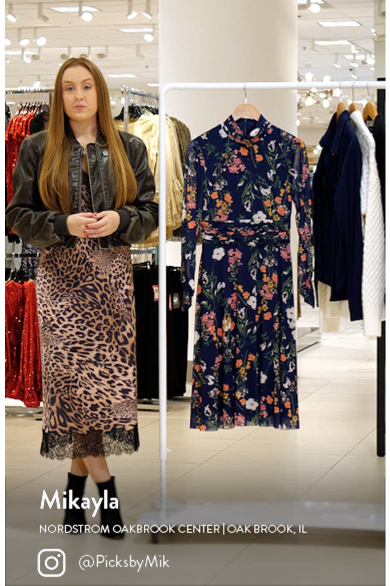 Floral Long Sleeve Mesh Dress video