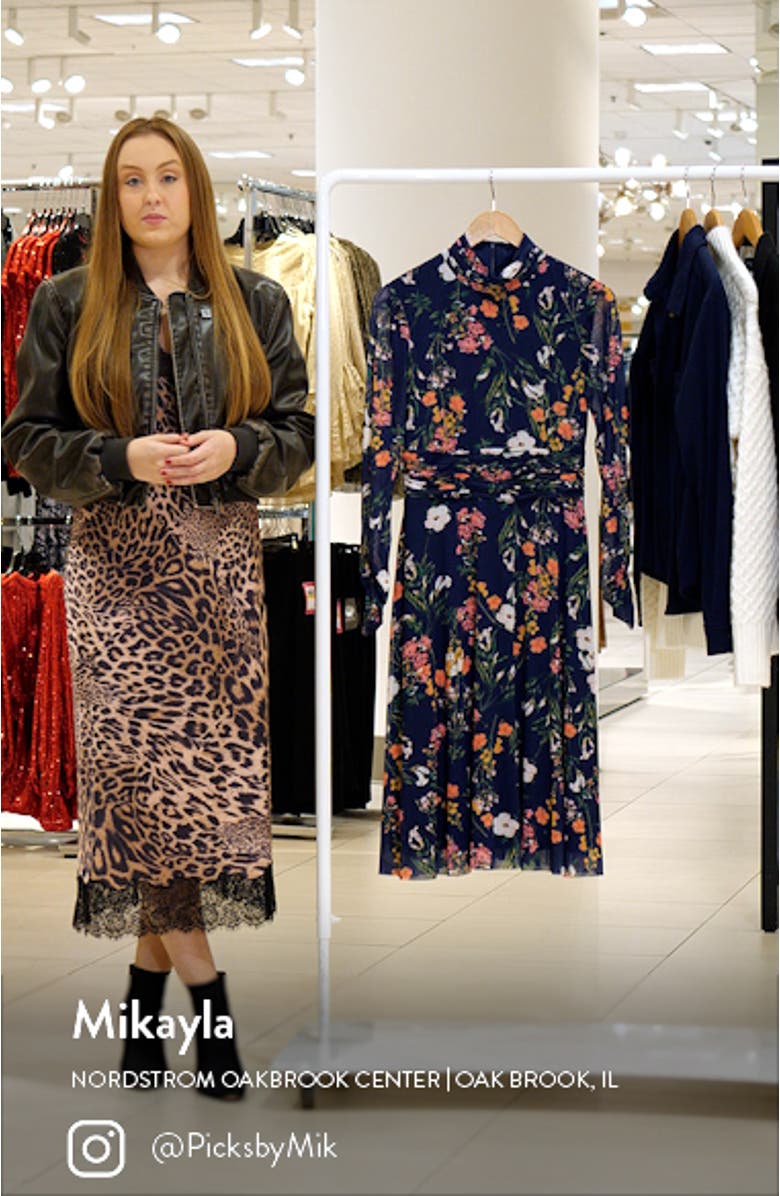 Floral Long Sleeve Mesh Dress, sales video thumbnail
