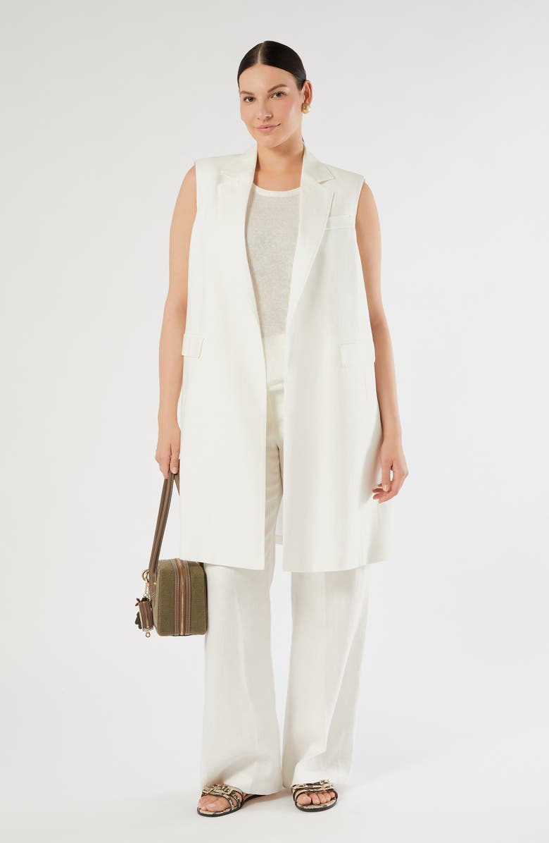 Marina Rinaldi Canapa Linen Wide Leg Pants, Alternate, color, White