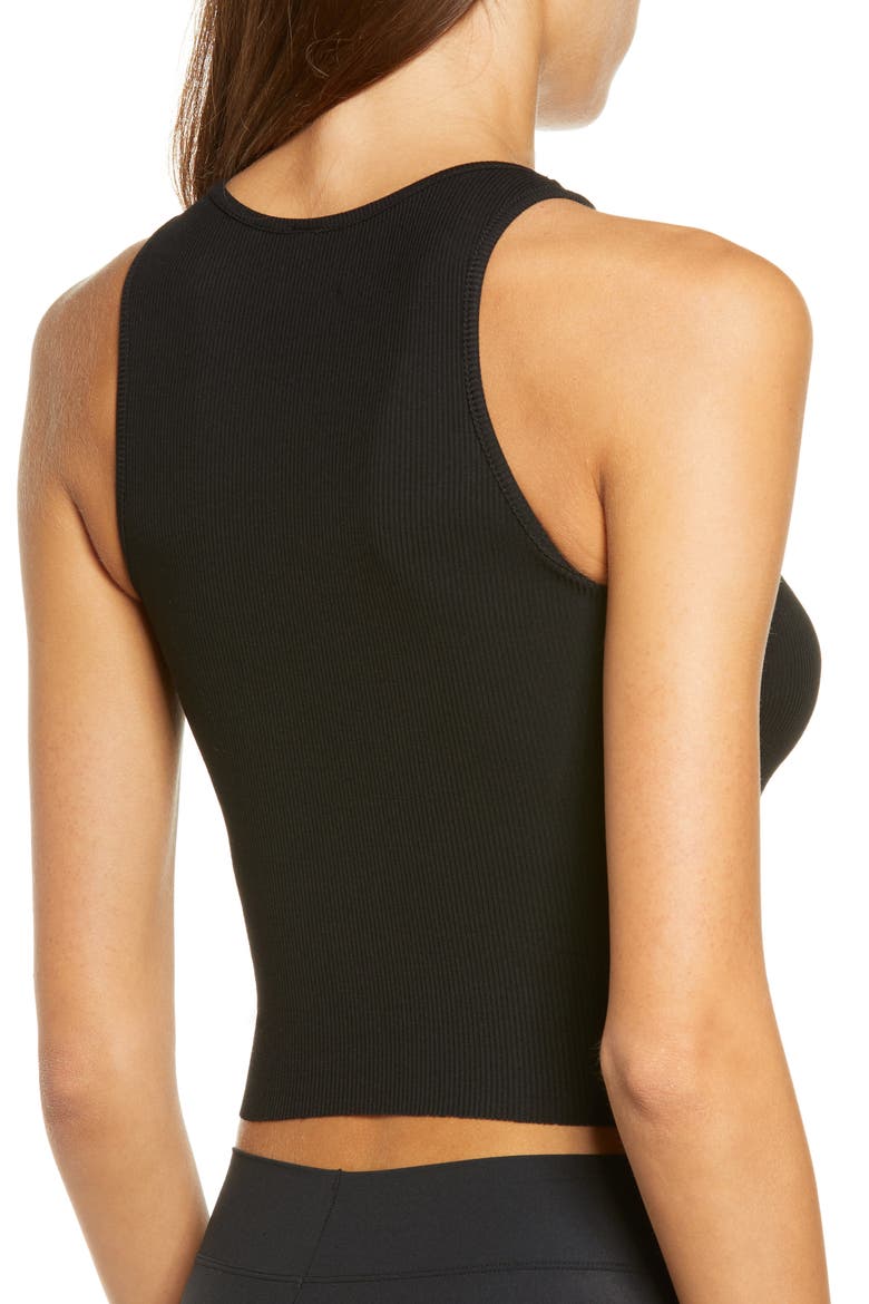 Lounge Cutout Rib Crop Pajama Tank, Alternate, color, ONYX