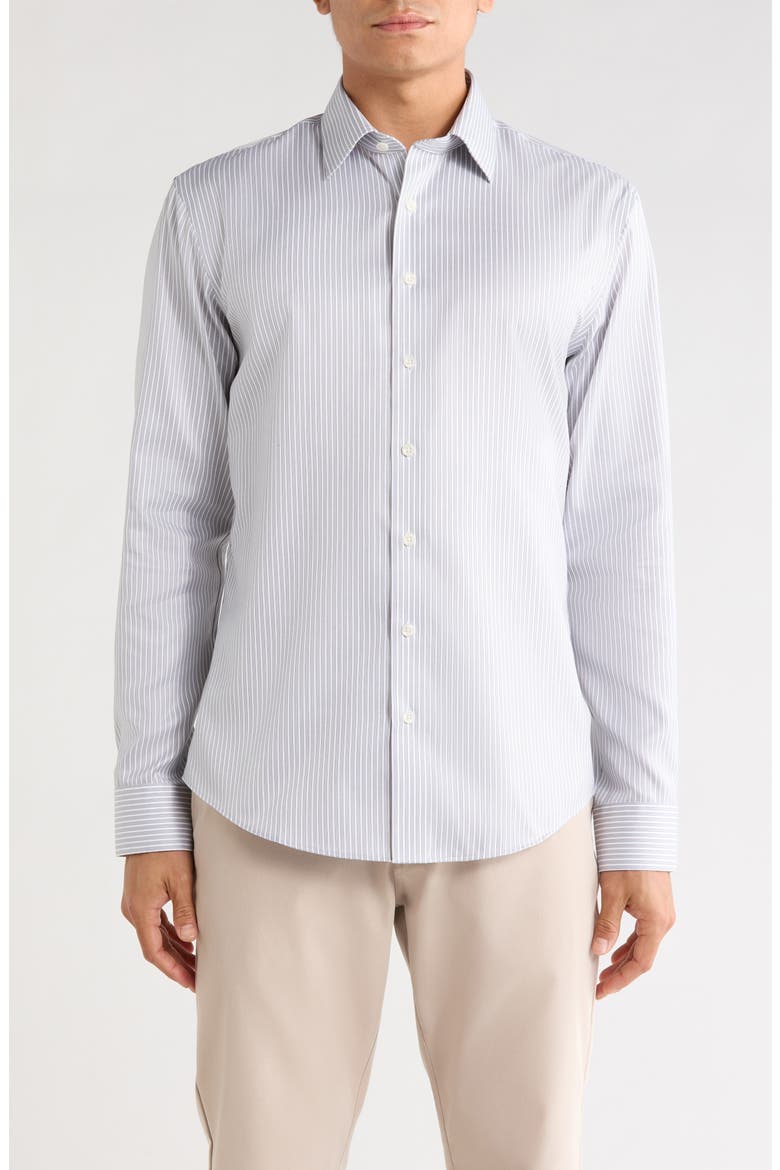 Trim Fit Striped Button Up Shirt, Main, color, WHITE CORTE STRIPE