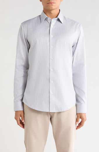 Trim Fit Striped Button Up Shirt