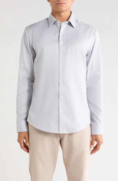 Trim Fit Striped Button Up Shirt