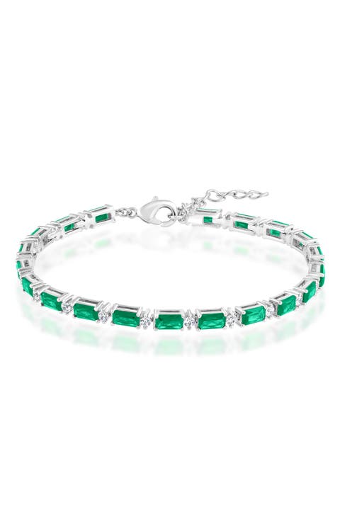 Emerald-Cut & Round Cubic Zirconia Bracelet