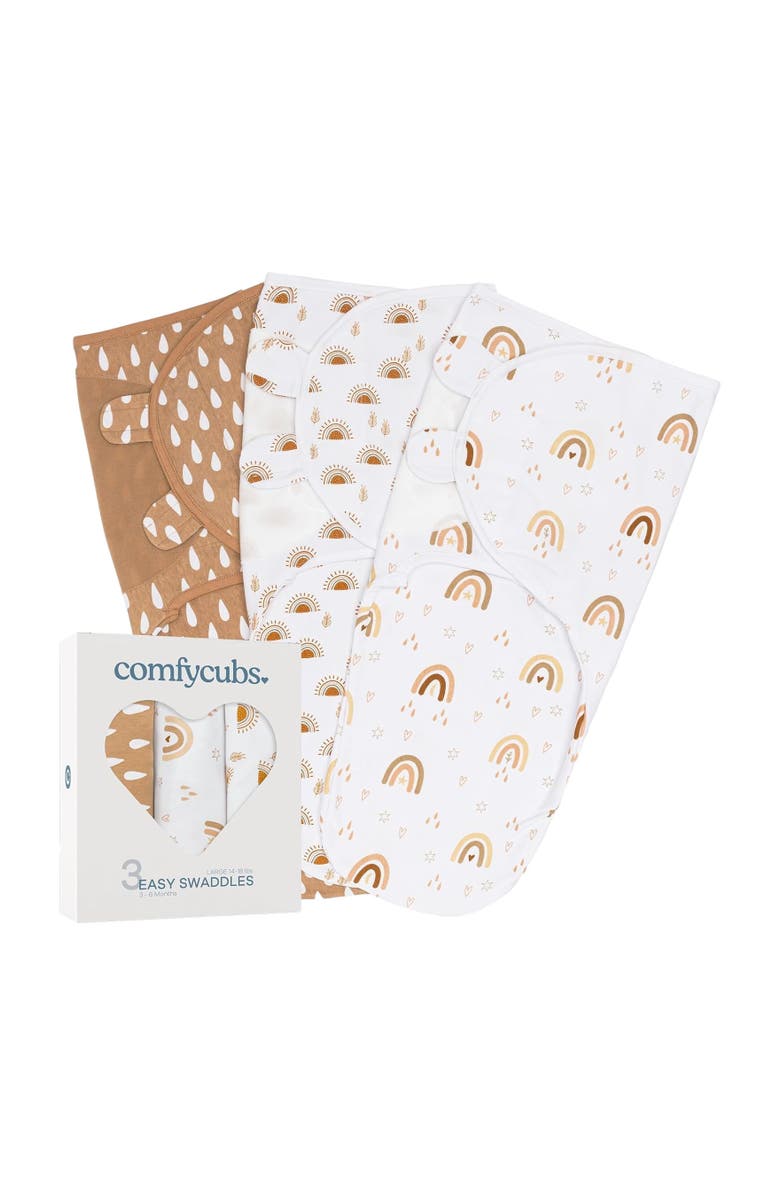 Comfy Cubs Easy Swaddle Blankets - Pack of 3, Main, color, Rainbow Bohemian