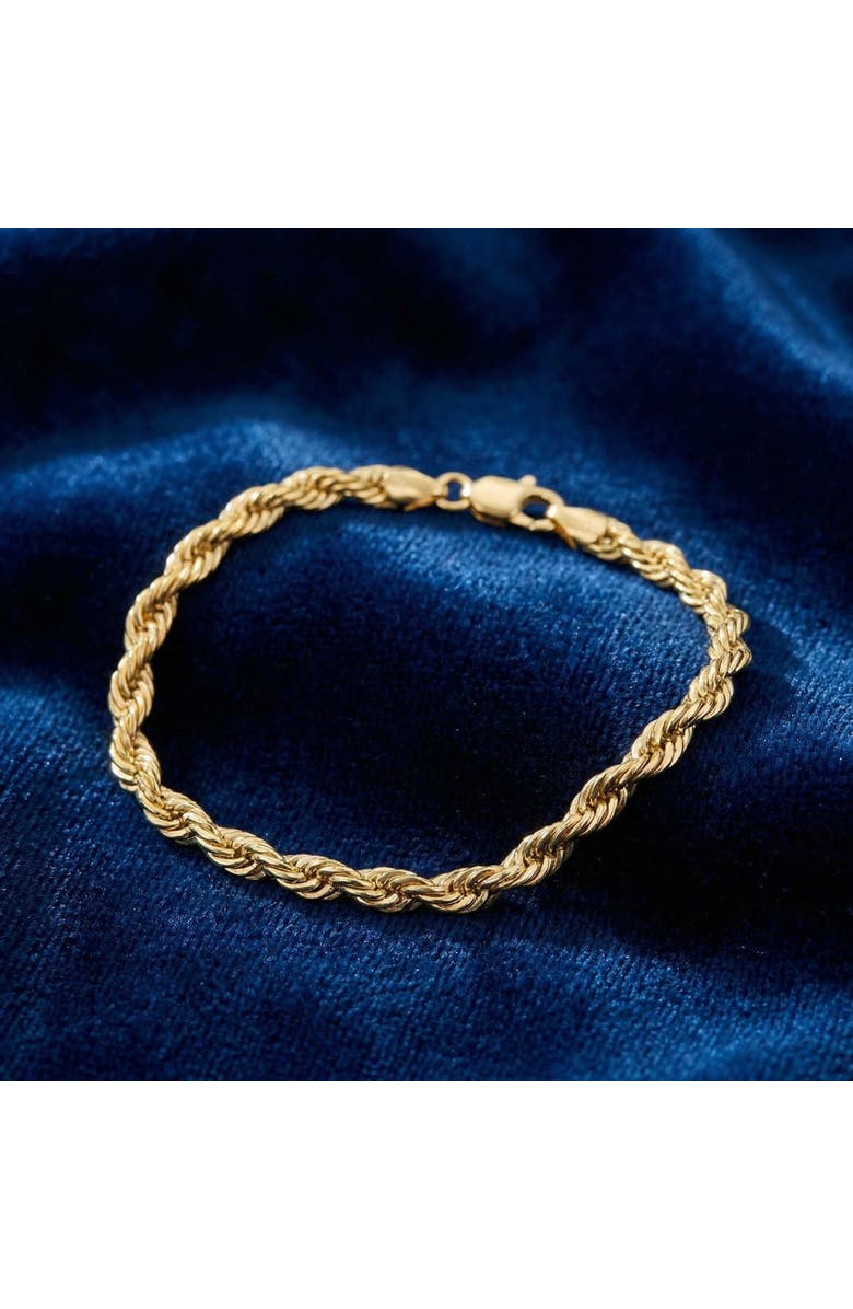 Bliss Diamond 10k Gold 3.2mm Semi Solid Rope Chain Bracelet, Alternate, color, 10K Yellow Gold