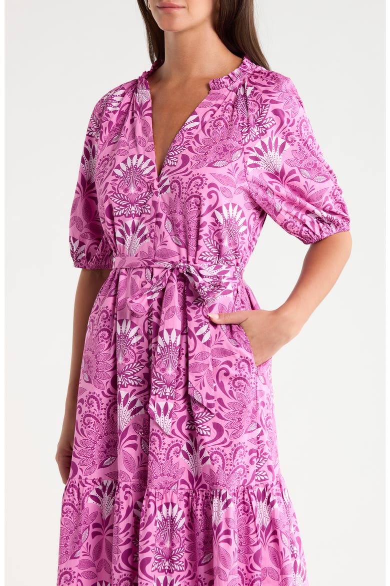 Wynette Belted Tiered Midi Dress, Alternate, color, PURPLE-PINK