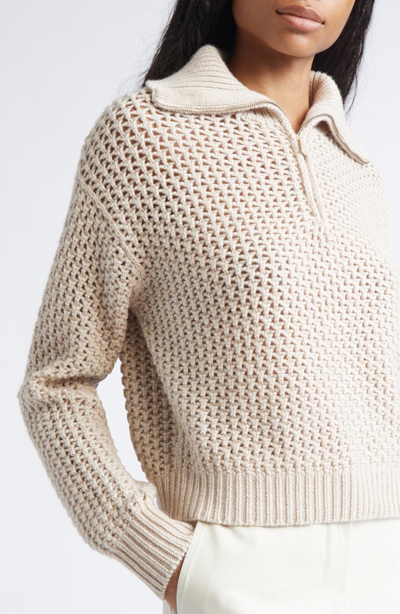 Max Mara Tequila Wool Blend Quarter Zip Sweater, Alternate, color, Albino