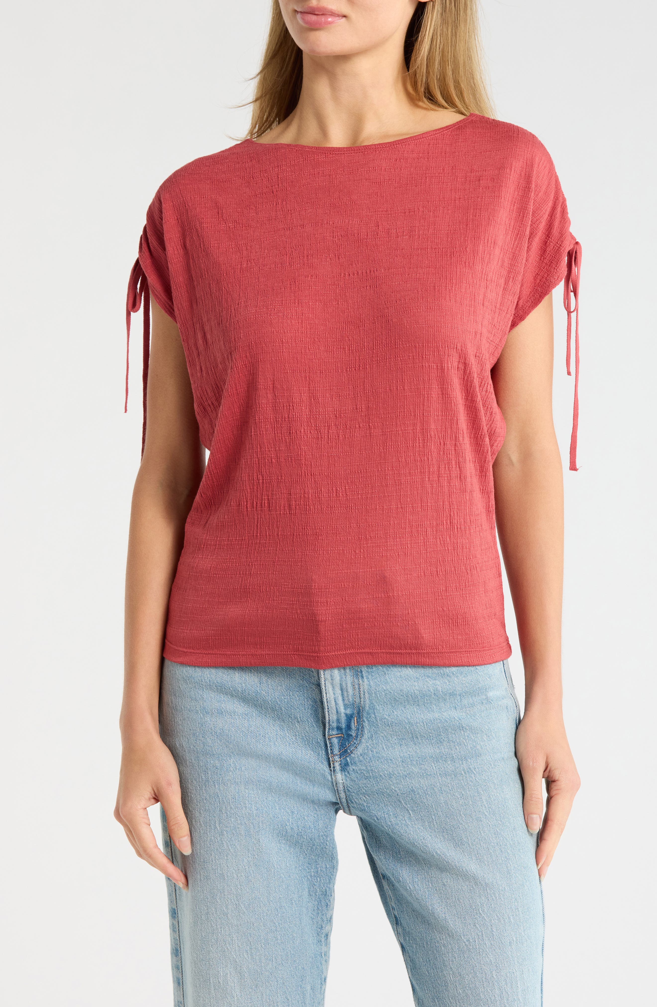 Ruched Shoulder Textured Knit Top - image 5