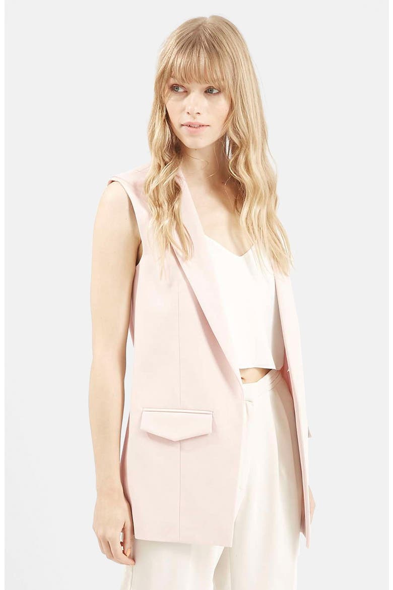'Holly' Sleeveless Jacket, Main, color, LIGHT PINK