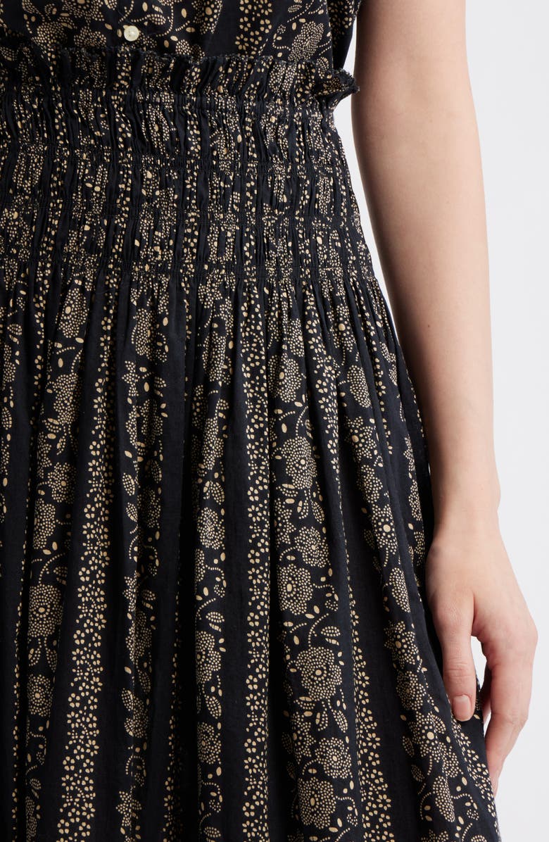 THE GREAT. The Canary Print Midi Skirt, Alternate, color, Black And Cream Token Floral