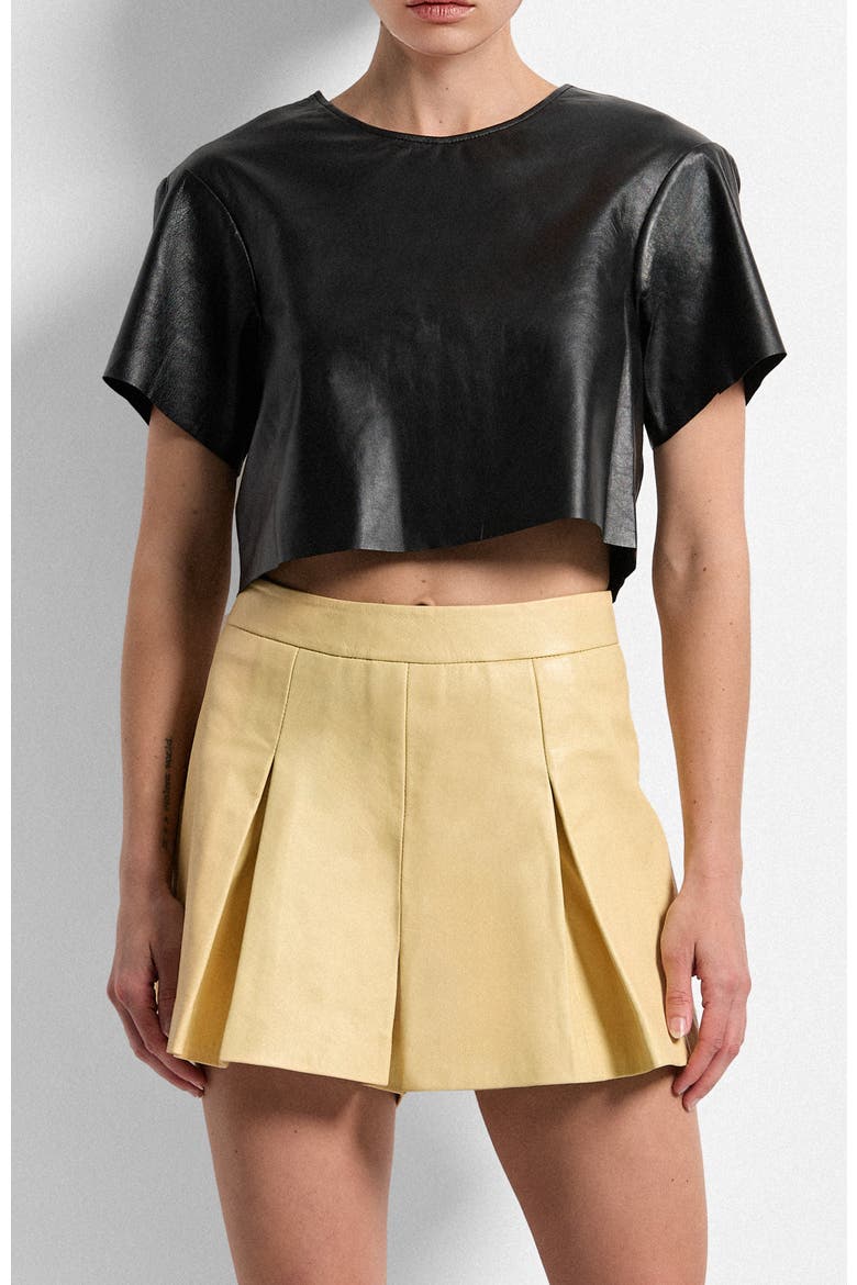 Willow Leather Skorts, Alternate, color, BUTTER