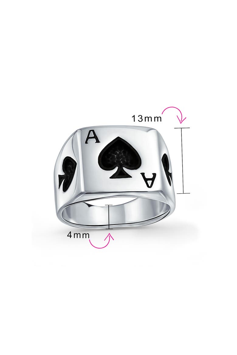 Men's Sterling Silver Gambler Ace of Spades Signet Ring, Alternate, color, SILVER