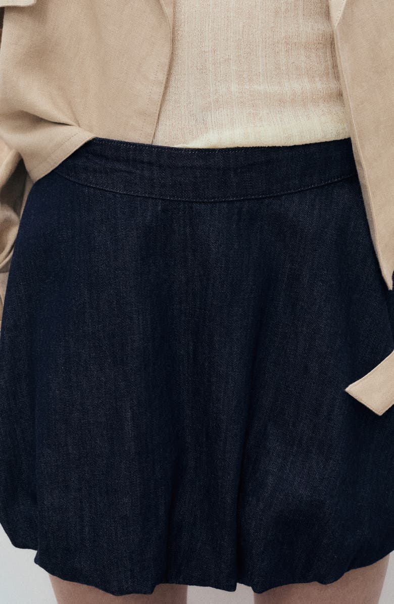 MANGO Bubble Hem Denim Miniskirt, Alternate, color, Open Blue