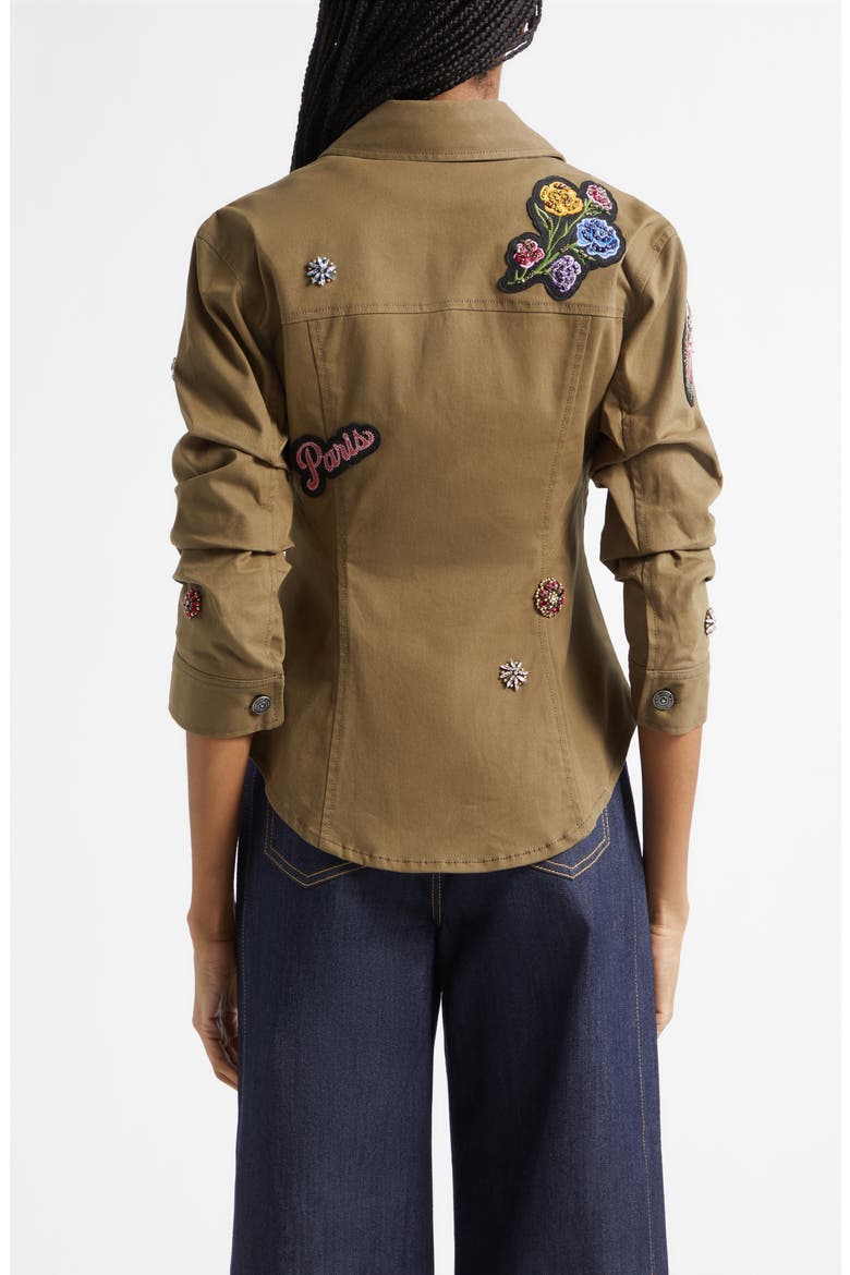 Love Garden Patches Cotton Stretch Twill Jacket, Alternate, color, DARK OLIVE MULTI