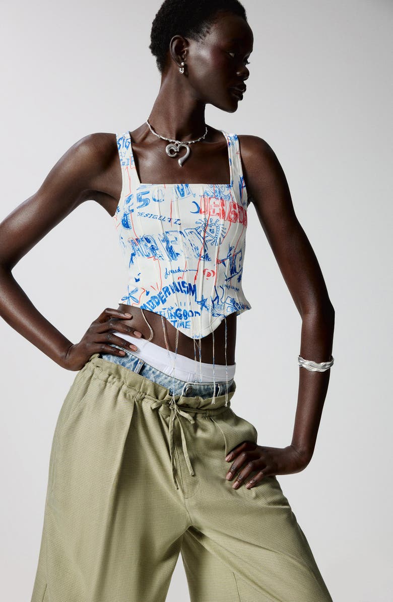 Desigual Paperbag Waist Pants, Alternate, color, Light Green