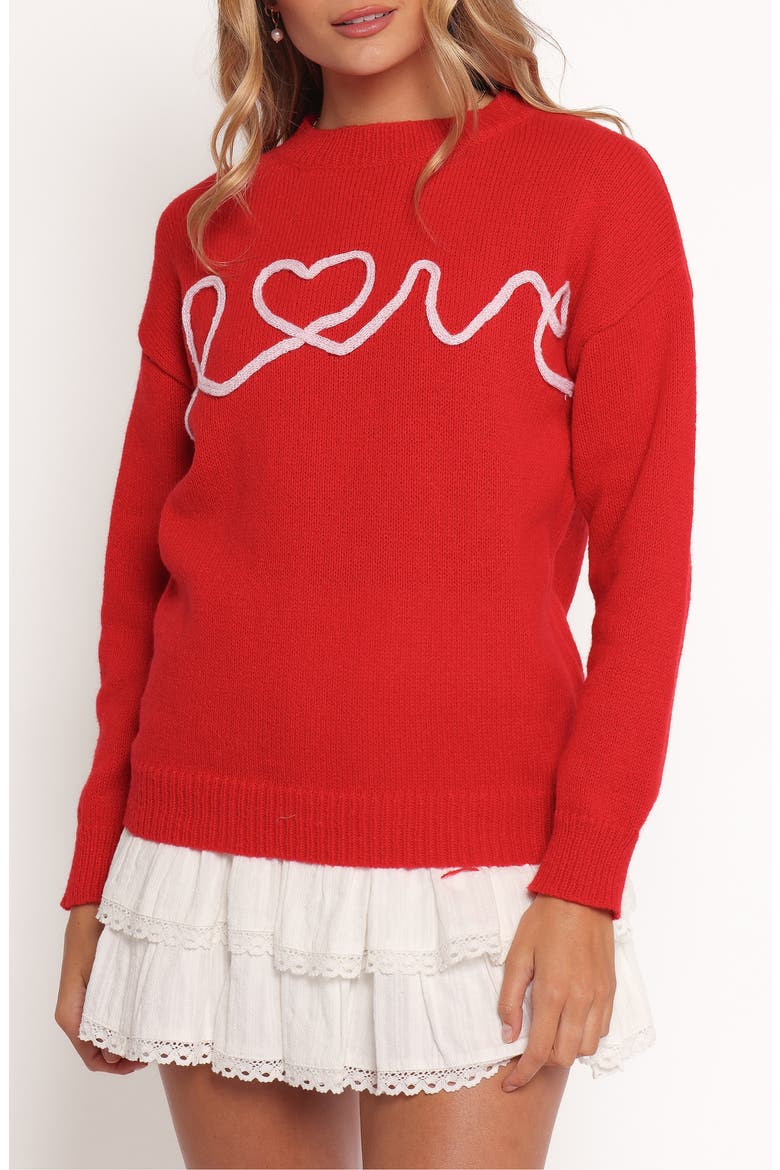 Love Embroidered Graphic Crewneck Sweater, Alternate, color, RED
