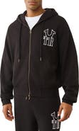 True Religion Rib Stitch Boxy Fit Zip Hoodie