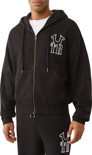 True Religion Rib Stitch Boxy Fit Zip Hoodie