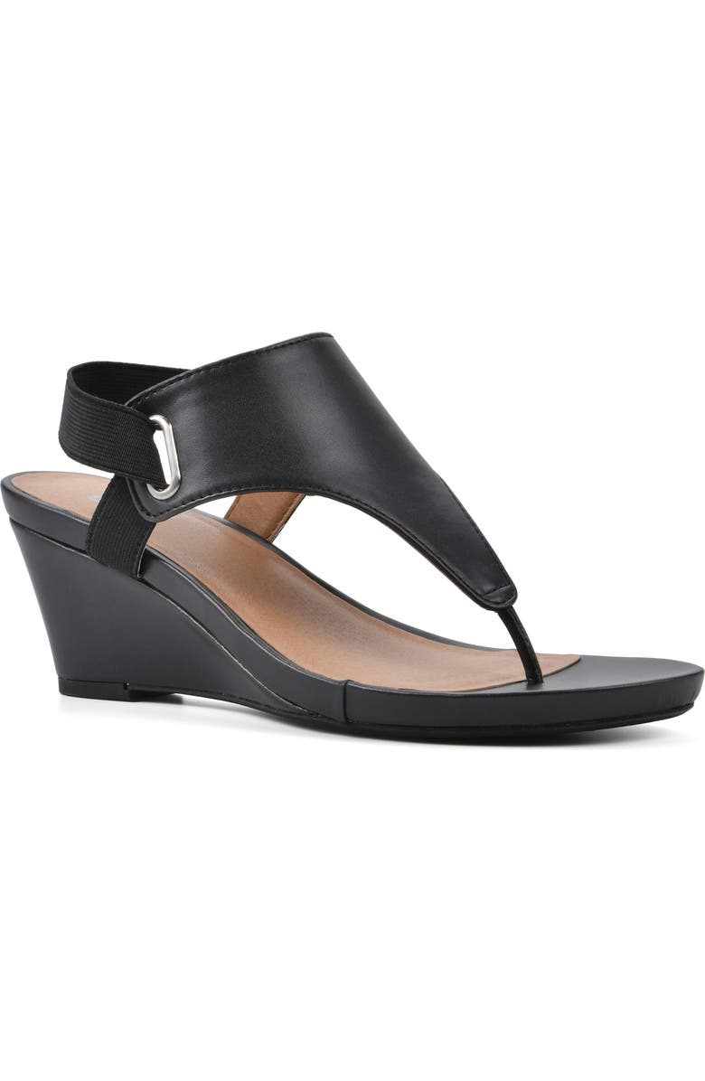 White Mountain Footwear All Dres Wedge Sandal, Main, color, Black/ Smooth