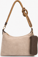 Mine Bilgi Solara Suede Leather Shoulder Bag with Knot Handle & Charm